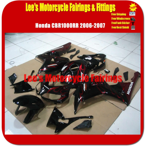 Honda CBR1000RR 2006 2007 Black Red Flame VERSION Injection Mold Fairing Kit ABS Bodywork Honda CBR1000RR 2006 2007 Black Red Flame VERSION Injection Mold Fairing Kit ABS Bodywork