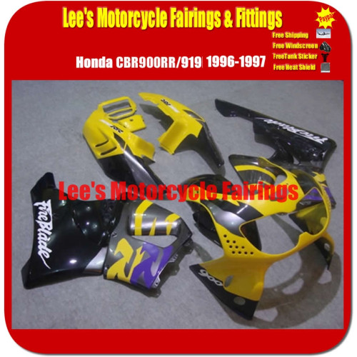 Honda CBR900RR 919 1996 1997 Classical Yellow Black STYLE Fairing Kit Bodywork