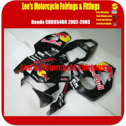 Honda CBR900RR 954 2002 2003 Black Red Bull STYLE Injection Mold Fairing Kit ABS Bodywork