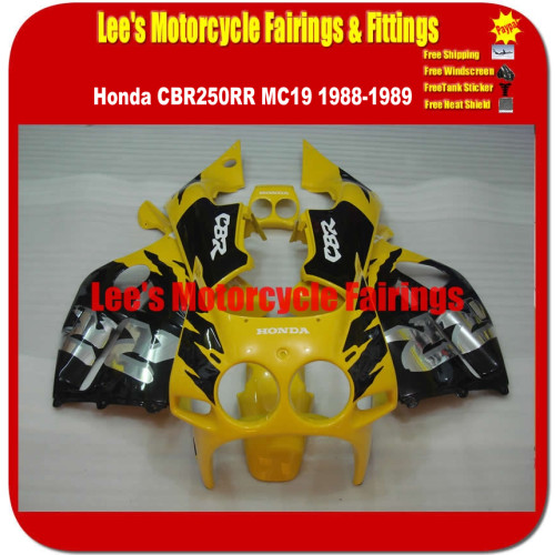 Honda CBR250R MC19 1988 1989 Yellow Black CBR Style Injection Molded ABS Fairing Kit Bodywork Honda CBR250R MC19 1988 1989 Yellow Black CBR Style Injection Molded ABS Fairing Kit Bodywork