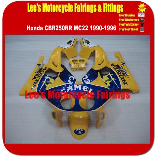 Honda CBR250RR MC22 1990-1996 Yellow Blue Camel Style Injection Molded ABS Fairing Kit Bodywork Honda CBR250RR MC22 1990-1996 Yellow Blue Camel Style Injection Molded ABS Fairing Kit Bodywork