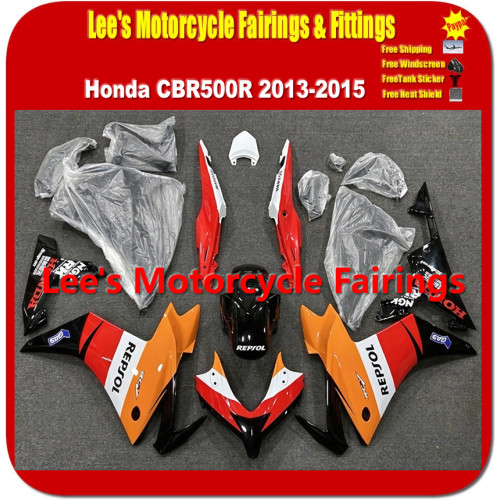 Honda CBR500R 2013-2015 Repsol Painted ABS Fairing Kit, Full Injection Molded Motorcycle Bodywork Set