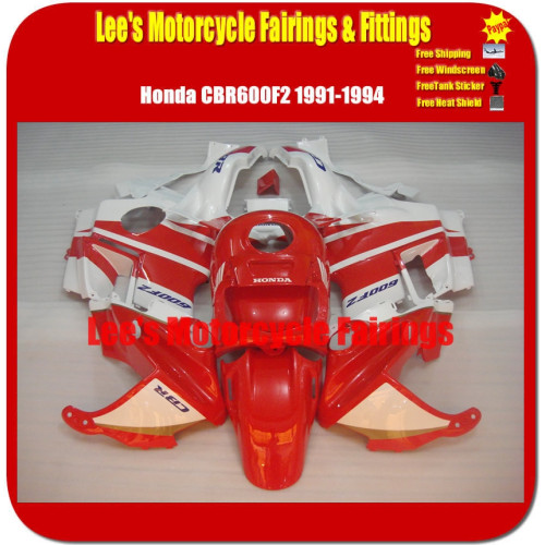 Honda CBR600F2 1991-1994 Aftermarket Fairing Kit Red White ABS Plastic Bodywork Set