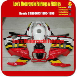 Honda CBR600F3 Aftermarket Fairing Kit 1995-1996 & 1997-1998, Injection Molded ABS Red White Gold OEM Style Honda CBR600F3 Aftermarket Fairing Kit 1995-1996 & 1997-1998, Injection Molded ABS Red White Gold OEM Style