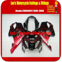 Honda CBR600F4 Fairing Kit 1999-2000, Injection Molded ABS Aftermarket Bodywork, Black & Red Flame Style Honda CBR600F4 Fairing Kit 1999-2000, Injection Molded ABS Aftermarket Bodywork, Black & Red Flame Style