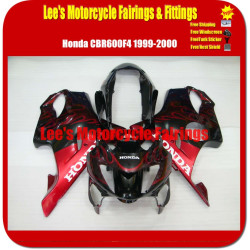 Honda CBR600F4 Fairing Kit 1999-2000, Injection Molded ABS Aftermarket Bodywork, Black & Red Flame Style Honda CBR600F4 Fairing Kit 1999-2000, Injection Molded ABS Aftermarket Bodywork, Black & Red Flame Style