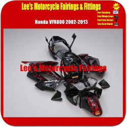 Honda VFR800 2002-2013 Black Red Flame Style Injection Molded ABS Fairing Kit Bodywork Honda VFR800 2002-2013 Black Red Flame Style Injection Molded ABS Fairing Kit Bodywork
