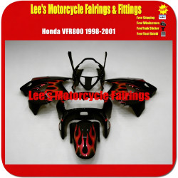 Honda VFR800 1998 1999 2000 2001 Black Red Flame Style ABS Fairing Kit Bodywork Honda VFR800 1998 1999 2000 2001 Black Red Flame Style ABS Fairing Kit Bodywork