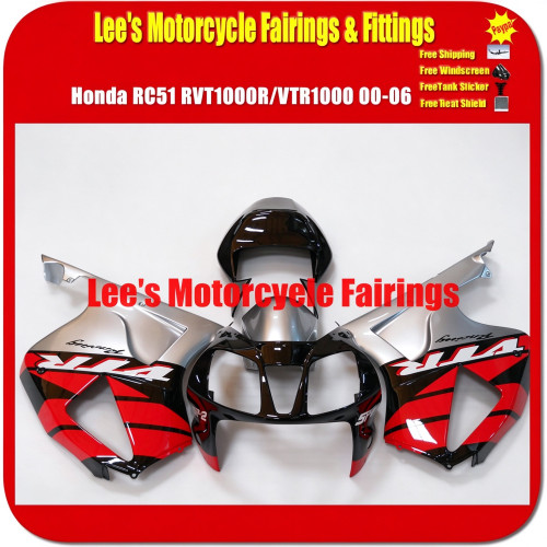 Honda RC51 RVT1000R / VTR1000 2000-2006 Silver Red Black SP2 Style ABS Fairing Kit Bodywork