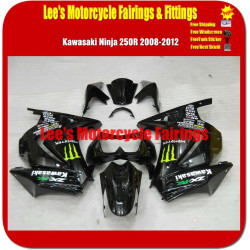 Kawasaki Ninja 250R (EX250J) 2008-2012 Fairing Kit, Gloss Black Monster Replica, Injection Molded Bodywork Kawasaki Ninja 250R (EX250J) 2008-2012 Fairing Kit, Gloss Black Monster Replica, Injection Molded Bodywork