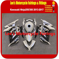 Kawasaki Ninja 250 (EX250L) / Ninja 300 (EX300A) 2013-2017 Injection Mold Fairing Kit White Black Ninja Graphic Kawasaki Ninja 250 (EX250L) / Ninja 300 (EX300A) 2013-2017 Injection Mold Fairing Kit White Black Ninja Graphic