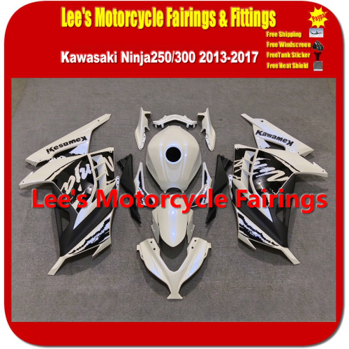 Kawasaki Ninja 250 (EX250L) / Ninja 300 (EX300A) 2013-2017 Injection Mold Fairing Kit White Black Ninja Graphic