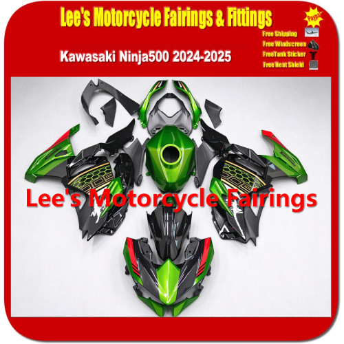 Kawasaki Ninja 500 (EX500) 2024-2025 Fairing Kit, Injection Mold Bodywork Green Black Red Replica Body kits