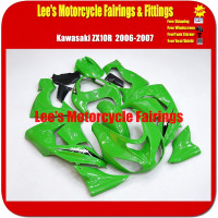 Kawasaki Ninja ZX10R 2006-2007 (ZX1000D)  ABS Injection Fairing Kit, Gloss Green Custom Painted Motorcycle Bodywork