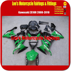 Kawasaki Ninja ZX10R 2008-2010 (ZX1000E) ABS Injection Fairing Kit, Green Black Verde Axial Racing Painted Motorcycle Bodywork