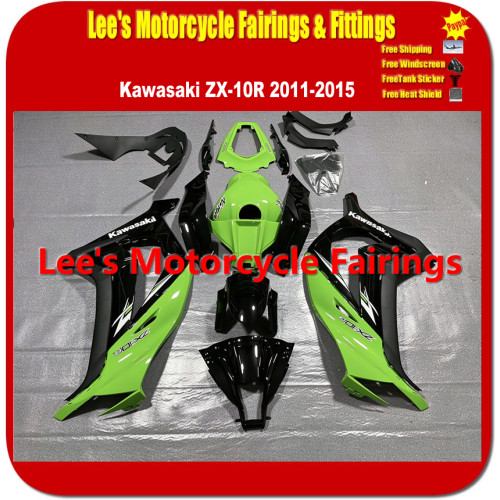 Kawasaki ZX-10R Ninja 2011-2015 (ZX1000J) ABS Injection Fairing Kit, Lime Green Black Painted Motorcycle Bodywork Kawasaki ZX-10R Ninja 2011-2015 (ZX1000J) ABS Injection Fairing Kit, Lime Green Black Painted Motorcycle Bodywork