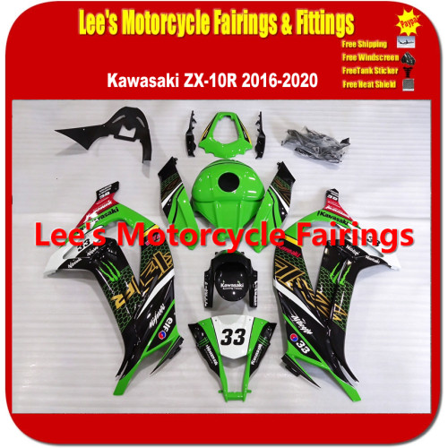 Kawasaki Ninja ZX-10R 2016-2020 (ZX1000S) ABS Injection Fairing Kit, #33 Monster Energy Racing Livery Motorcycle Bodywork Kawasaki Ninja ZX-10R 2016-2020 (ZX1000S) ABS Injection Fairing Kit, #33 Monster Energy Racing Livery Motorcycle Bodywork