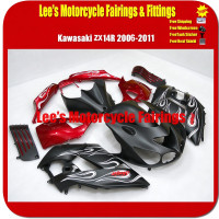 Kawasaki Ninja ZX14R (ZXT40A) 2006-2011 Fairing Kit, Matte Black Red Flame, Injection Molded Bodywork Kawasaki Ninja ZX14R (ZXT40A) 2006-2011 Fairing Kit, Matte Black Red Flame, Injection Molded Bodywork