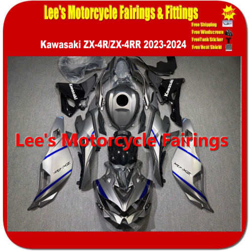 Kawasaki Ninja ZX-4R ZX-4RR 2023-2024 Replacement Fairing Kit Silver Blue Black Injection Molded Panels