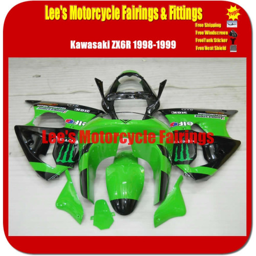 Kawasaki Ninja ZX-6R ZX600G 1998-1999 Fairing Kit Green Black Monster ABS Bodywork Kawasaki Ninja ZX-6R ZX600G 1998-1999 Fairing Kit Green Black Monster ABS Bodywork