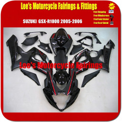 Suzuki GSX-R1000 K5 K6 2005-2006 ABS Injection Fairing Kit, Black With Red Stripe Bodywork Suzuki GSX-R1000 K5 K6 2005-2006 ABS Injection Fairing Kit, Black With Red Stripe Bodywork