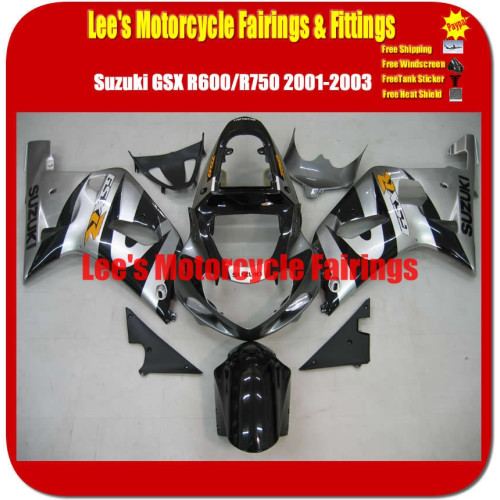 Suzuki GSX-R600 GSX-R750 K1 K2 2001-2003 Fairing Kit, Injection Mold Bodywork Silver Black Replica Fairings
