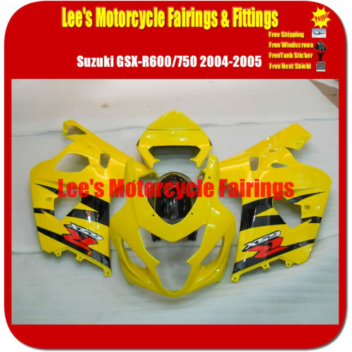 Suzuki GSX-R600 GSX-R750 K4 2004-2005 Fairing Set, Injection Mold Bodywork Bright Yellow Black Custom Painted