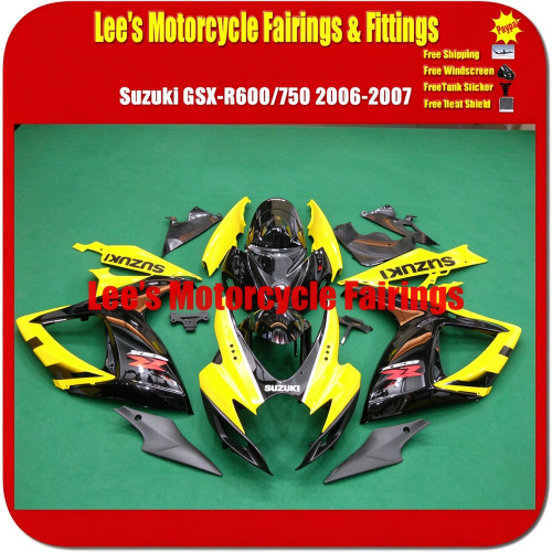 Suzuki GSX-R600 GSX-R750 K6 K7 2006-2007 Fairing Assembly, Injection Mold Bodywork Black Yellow Racing Edition