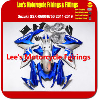 Suzuki GSX-R600 GSX-R750 2011-2019 ABS Injection Fairing Kit, Blue White Sport Bodywork