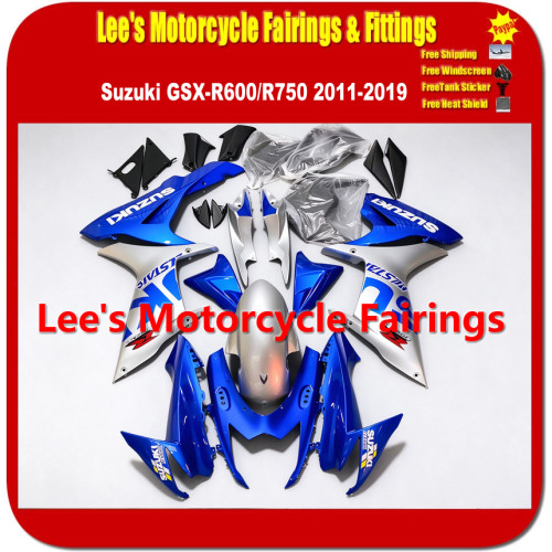 Suzuki GSX-R600 GSX-R750 2011-2019 ABS Injection Fairing Kit, Blue White Sport Bodywork