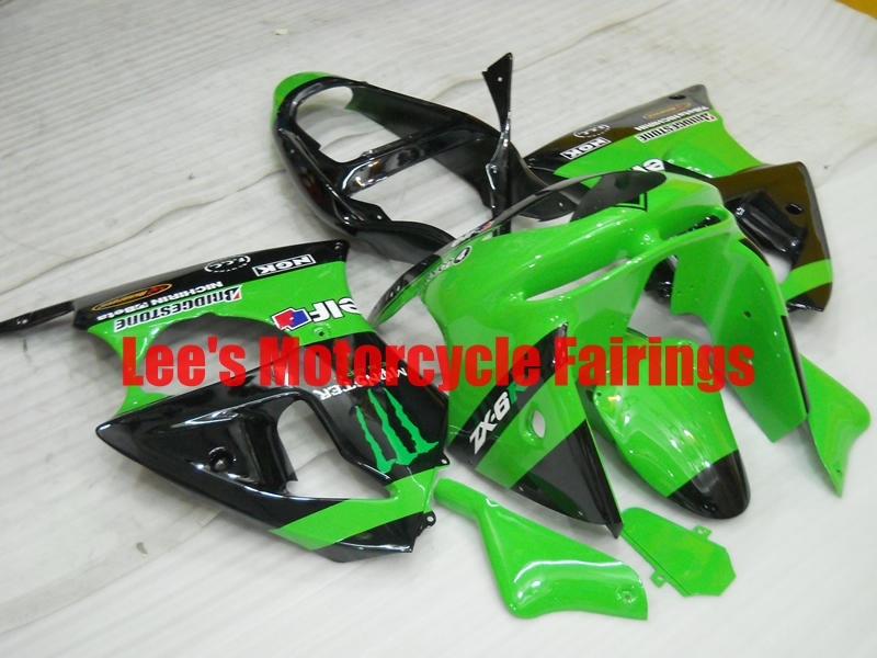 Kawasaki aftermarket motorcycle replacement fairings kit, painted ABS bodywork Kawasaki Ninja ZX-6R ZX600G 1998-1999 aftermarket motorcycle fairing kit
