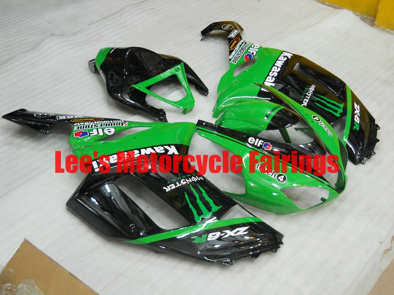 Kawasaki aftermarket motorcycle replacement fairings kit, painted ABS bodywork Kawasaki Ninja ZX-6R (ZX600P) 2007-2008 aftermarket motorcycle fairing kit